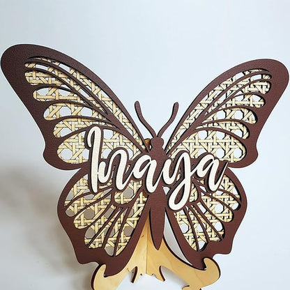 Personalized Butterfly 3D Name Sign, Custom Boho Wood Personalized Name Sign, 3D Wooden Layered Handmade Letter Wall Decor for Nursery or Child's Bedroom, Girl or Boy's Birthday Gift