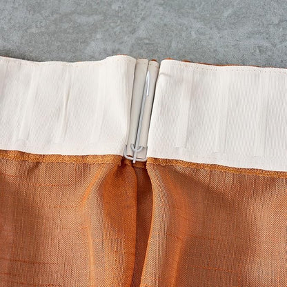 Burnt Orange Curtains Sheer 90 Inches Long, Rustic Linen Look Textured Light Filtering Drapes Decor, Western Boho Transparent Window Treatments, Pinch Pleat Curtain with Hooks
