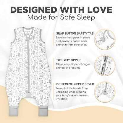 Mama Cheetah Toddler Sleep Sack with Feet, 2.5 TOG Organic Cotton Baby Sleeping Bag with Legs, Winter Baby Wearable Blankets for Early Walker 6-18 Month