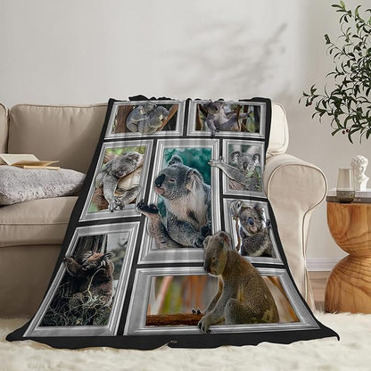 Koala Blanket Funny Koala Gifts for Girls Boys Woman Kids Koalas Lover Throw Blankets Soft Blanket Warm Fleece Flannel Plush Blankets for Bed Sofa Couch 40"x50"