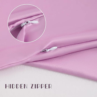 NTBAY Zippered Silk Satin Toddler Pillowcases - 2 Pack Hidden Zipper 13x18 Pillowcases - Luxury and Silky Baby Travel Pillow Covers, Light Pink