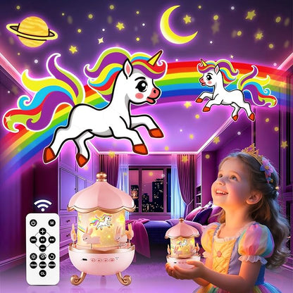 Onefire Night Light for Kids Gifts, 15 Sound Machine Baby Night Light, 15 Films Star Projector for Kids Room Decor, Brightness Unicorn Light Projector for Toddler Girl Toys Toddler Girl Gifts Age 1-5
