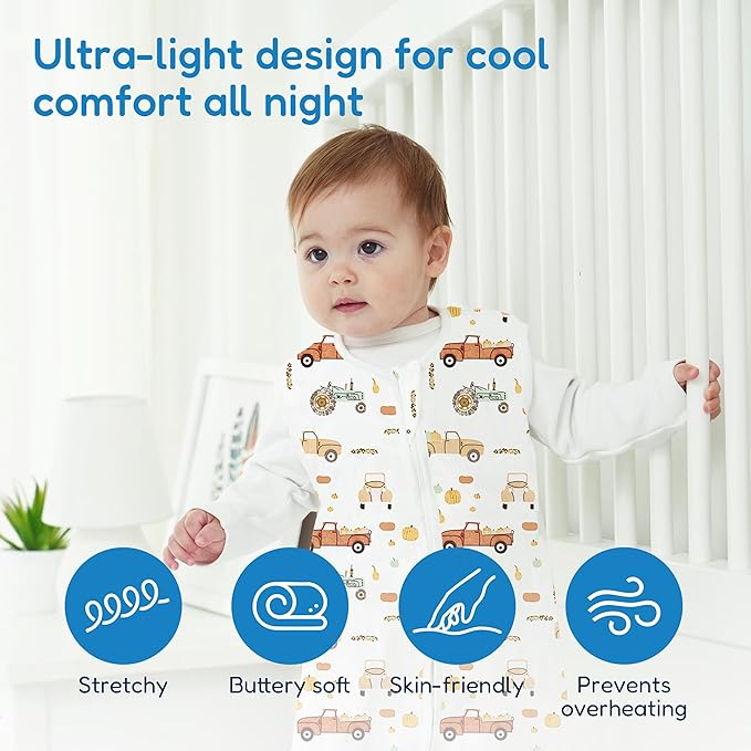 TotAha Sleep Sack 6-12-15 Months 3-Pack,Stretchy,Buttery Soft Swaddle Transition Sleeping Bag,Light Baby Wearable Blanket with 2-Way Safe Zippers for Boys and Girls, 0.5 TOG