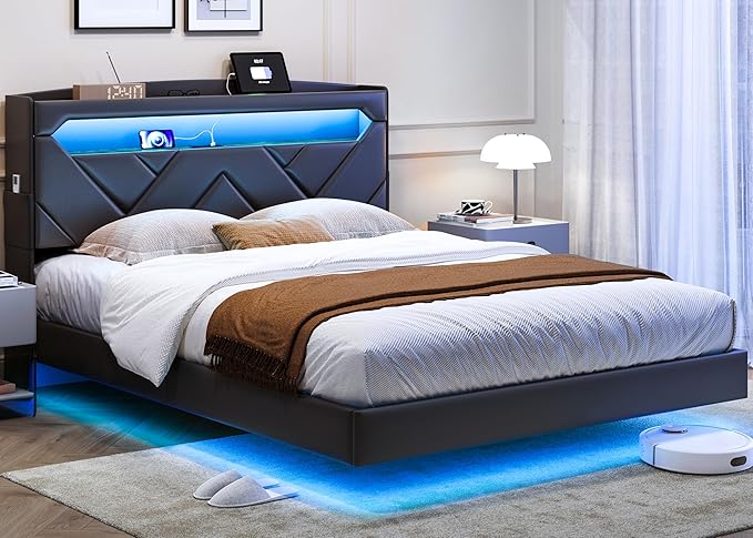 LINSY Floating Bed Frame Queen Bedframe