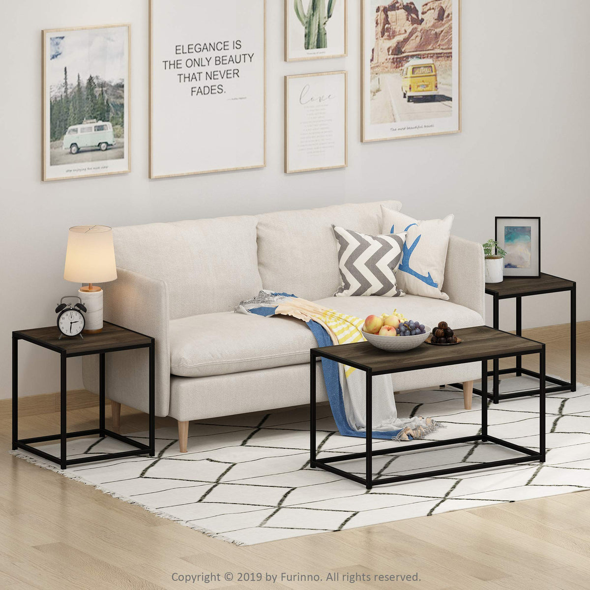 CAMNUS Metal Frame Living Room Table Set
