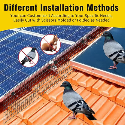 6in X 100ft Solar Panel Bird Guard,Solar Panel roof Protection net 1/2inch Mesh PVC Black Vinyl Coated Galvanized net 70 Fastener ClipsUsed for Bird,Animal Control