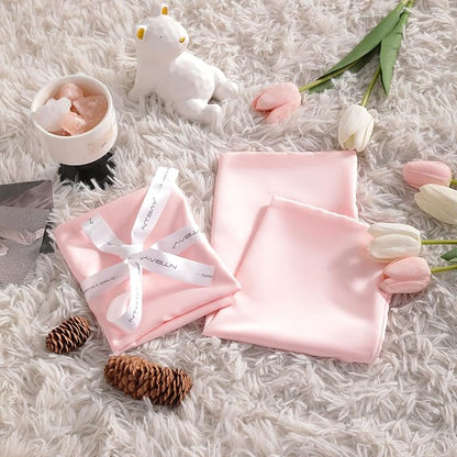 NTBAY Zippered Silk Satin Toddler Pillowcases - 2 Pack Hidden Zipper 13x18 Pillowcases - Luxury and Silky Baby Travel Pillow Covers, Pink