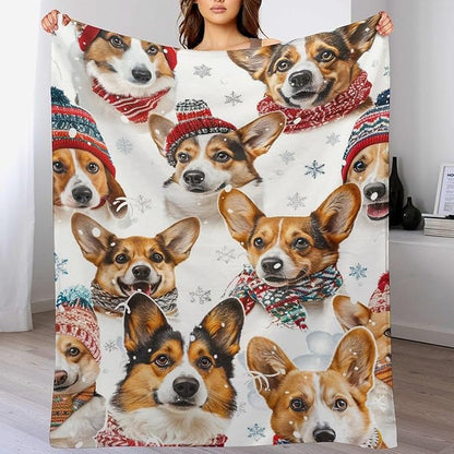 Corgi Blanket Funny Corgi Dog Gifts for Girls Boys Woman Kids Cute Corgis Lover Bear Throw Blankets Soft Blanket Warm Fleece Flannel Plush Blankets for Bed Sofa Couch 60"x80"