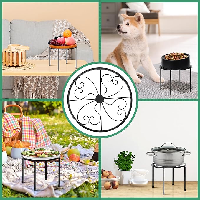 3 Pack Metal Plant Stands for Outdoor Indoor, Anti Rust Round Iron Plant Pot Shelf, Heavy Duty Flower Pot Stands for Multiple Plant, Rustproof Plant Holder, Decoration Racks for Home Garden