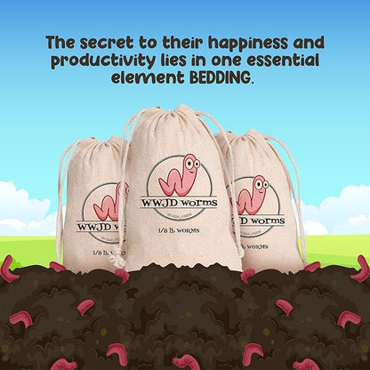 Red Wigglers Composting Worms - 1/8lb Red Worms for Composting Bin, for Plants or Gardening, Compost Worm for Soil Fertility & Worm Farm, Easy to Manage