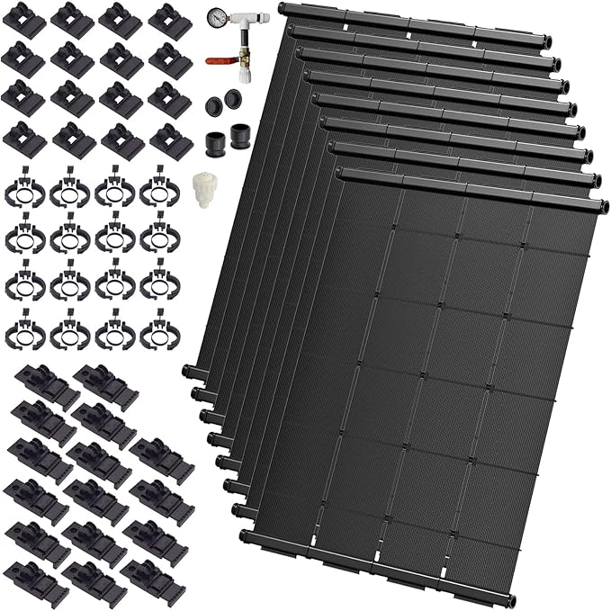 Industrial Grade Solar Pool Heater DIY Kit - Superior High-Wind Strapless Mounting System & Maximum Freeze Resistance (8-4'x12.5' / 400 Square Feet)