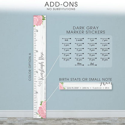 Wooden Kids Growth Chart Ruler for Boys and Girls (Haley)