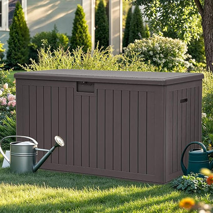 YITAHOME 200 Gallon Double-Wall Deck Box with Divider & Side Handles, Outdoor Large Storage for Patio Furniture Cushions, Garden Pool Accessories, Water Resistant & Lockable