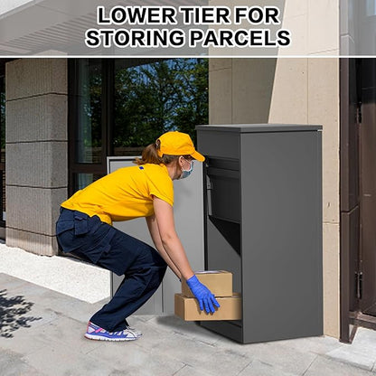 Package Delivery Boxes for Outside,Enlarged Porch Box for Packages with Coded Lock,Large Space,Waterproof,Cold-Rolled Steel Package Lock Box (19.7”x16.1”x41.3”)