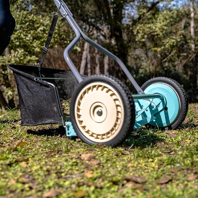 American Lawn Mower Company 1304-14GC 14-Inch 5-Blade Push Reel Lawn Mower with Grass Catcher, Mint