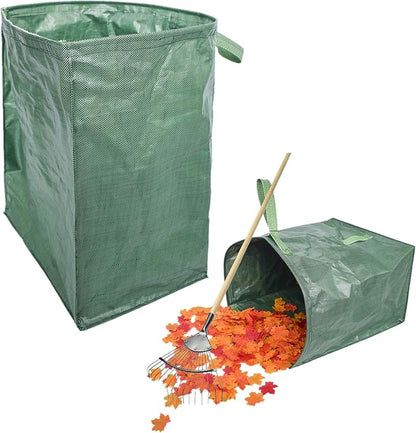 UNISTRENGH 2-Pack Set 106 Gallons Reusable Garden Bag with Reinforced Handles Heavy Duty Gardening Bags Lawn Pool Garden Leaf Waste Bag (Green-Double)