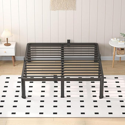 16 Inch Queen Heavy Duty 3500 lbs Bed Frame with Round-Corner Legs & Anti-Squeak Design – Quick Assembly Metal Platform, No Box Spring Needed