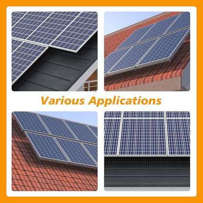 Critter Guard for Solar Panel Bird Mesh 8 inches x 100 feet PVC Coated 1/2 inch Bird Net with 70 Sets of Fastening Clips Pliers Pigeon Solar Panel Bird Guard Kit Roof Solar Protective net
