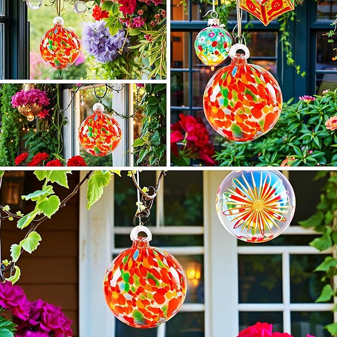 EUSTUMA Hand Blown Glass Witch Ball,Glass Ball Ornament Hanging Garden Gazing Ball Indoor Outdoor Home Décor. (3)