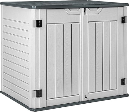 Devoko Resin Outdoor Storage Shed 34 Cu Ft Horizontal Outdoor Storage Cabinet Waterproof Patio Tools Storage Box for Sofa Cushion, Lawn Mower and Garbage Cans