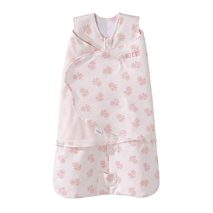 HALO 100% Cotton Sleepsack Swaddle, 3-Way Adjustable Wearable Blanket, TOG 1.5, Watercolor Rose Toss Blush, Newborn, 0-3 Months
