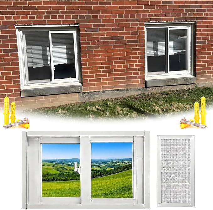 40x25in 36x16in 20x12in Window for Houses, Basement Replacement Windows Aluminum Sliding Window White/Black for Bathroom/Shed/Chicken Coop(White,36x20in)