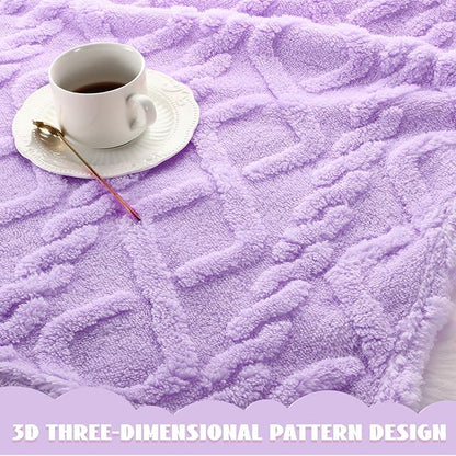VitalCozy 4 Pcs Soft Fleece Baby Blankets Set 30" x 40" 3D Plush Warm Nursery Swaddling Bed Blanket Little Boys Girls Infant Toddlers and Newborn Receiving Gifts Blankets(Purple Set)