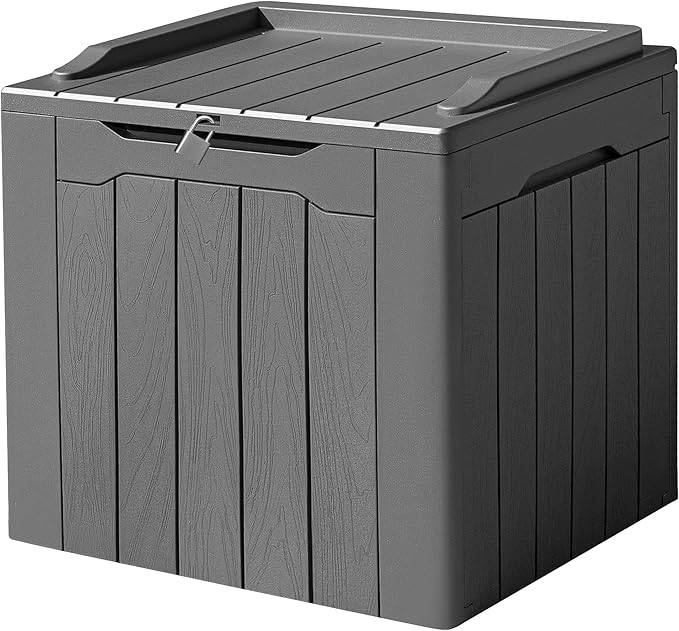Devoko 31 Gallon Waterproof Outdoor Storage Box Resin Deck Box Lockable and UV Resistant for Patio Furniture,Garden Tools (Grey)