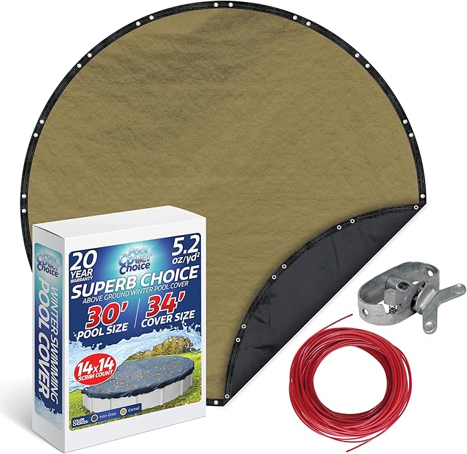 Winter Swimming Pool Cover for 30 ft Aboveground Round Pool Size, Superb Choice Series, Solid Material, Color - Camel, Pool Cover Choice 3130-4CHOICE