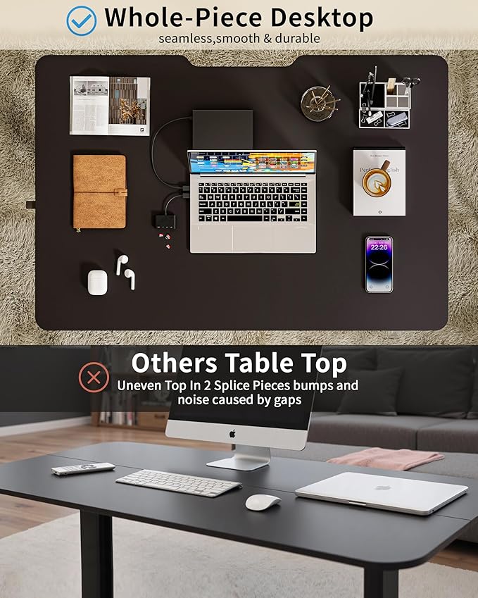 Okin Small Electric Standing Desk, 40" x 24" Whole Piece Height Adjustable Black Sit to Stand Desk Computer Workstation for Home Office
