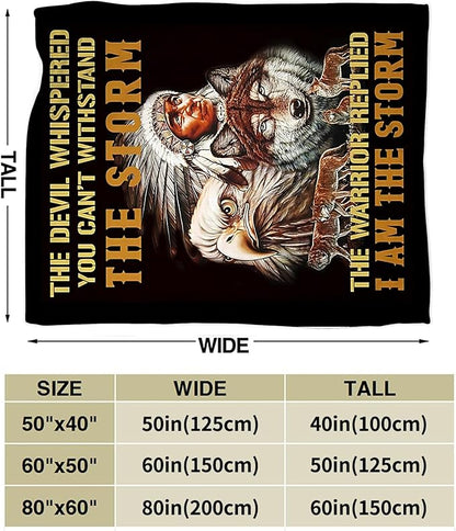 Native American Indian Wolf Eagle Throw Blanket for Men, Women, Kids - Soft, Warm, Cozy Fleece Blanket for Couch, Sofa, Bed - 50"x40"