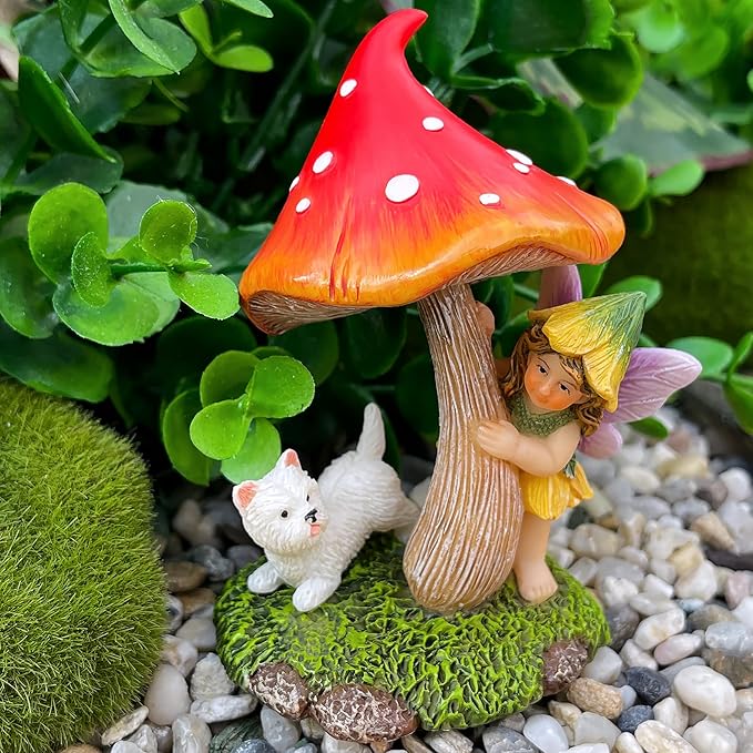 Mood Lab Fairy Garden - Miniature Figurines & Accessories - Hide and Seek Statue Kit - Outdoor or House Decor