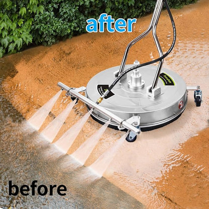 24" Pressure Washer Surface Cleaner Mate with 5 Nozzles Water Broom, Stainless Steel Surface Cleaner for Pressure Washer, Dual Handle Power Washer Surface Cleaner for Concrete Driveway, 4200 PSI