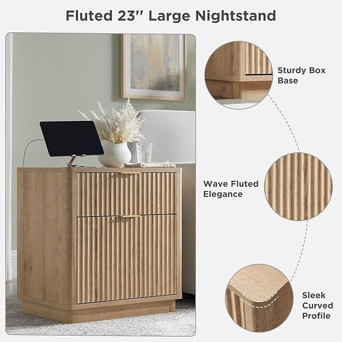 T4TREAM 23'' Fluted Nightstand