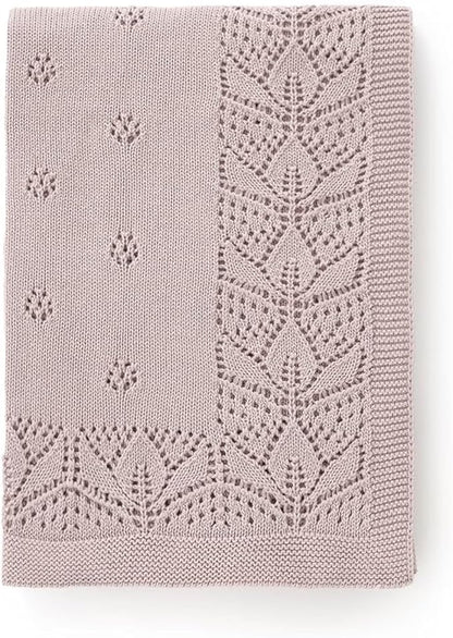 LAWKUL Cellular Blanket Baby 100% Cotton Soft Newborn Babe Knit Blankets Classic Florals for Boy Girls Lavender 100x80cm