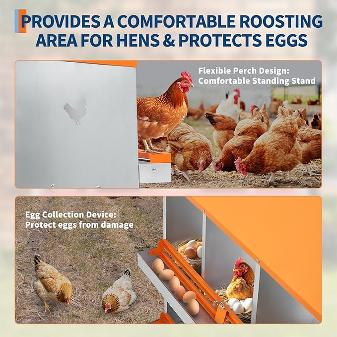 6 Compartment Nesting Boxes for Chickens, Chicken Nesting Box to Protect Eggs, Chicken Laying Boxes, Easy to Clean and Install