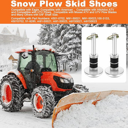 RGQSUN 2PCS Snow Plow Skid Shoes Snowplow Compatible with ATV UTV Moose (5/8" Shaft Size),Replacement Tractor Snow Plow Blade