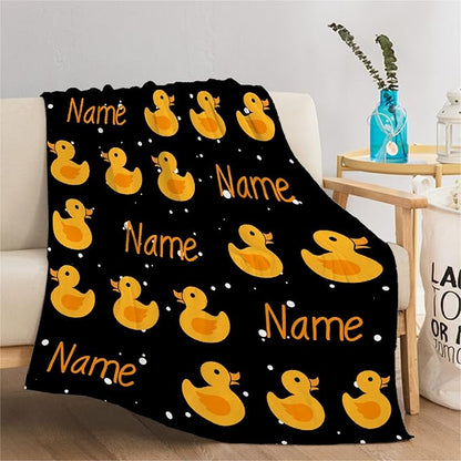 Custom Flannel Blanket with Text Cute Snowflake and Duck Customized Blankets Warm Unique Personalized Throw Souvenirs Gift of Love