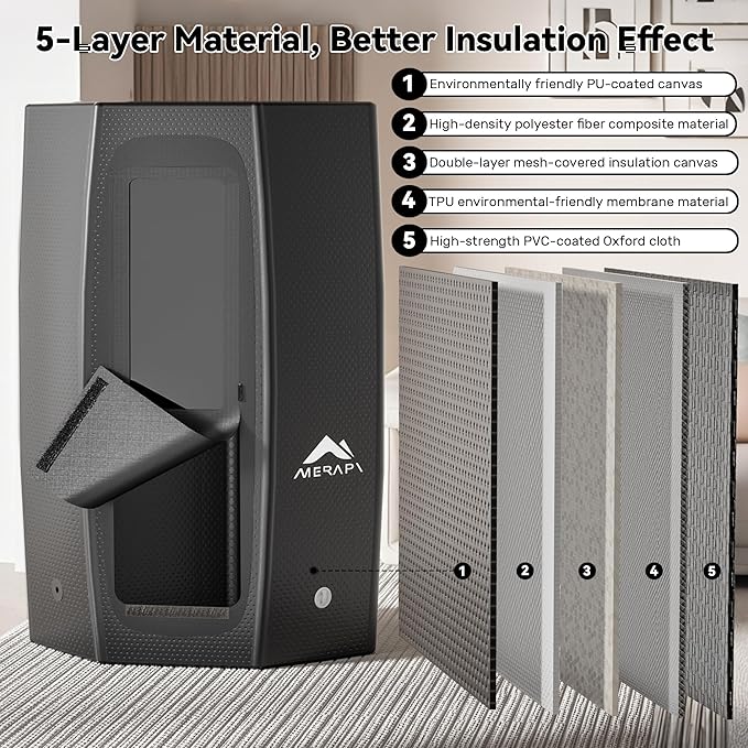 Merapi Premium Portable Inflatable Sauna - Professional Brushed PVC (44.97lbs), Sets Up in 3 Mins, More Portable Than Wood Saunas/More Durable Than Oxford Fabric, for Home SPA/Gym/Travel