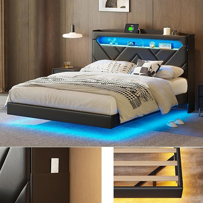 LINSY Floating Bed Frame Queen Bedframe