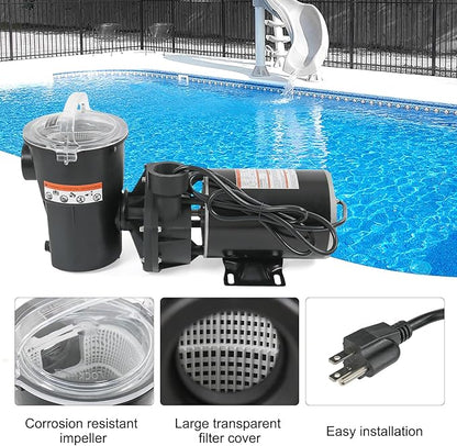 Pool Pumps Above Ground 1.5 motor HP W3SP1580X15 Power Flo LX Single Speed Swimming Pools Pump 115V,11.2A,60HZ,3450RPM for In-Ground Pool and Spa