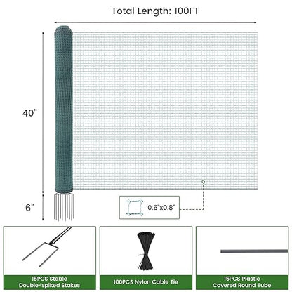 Non Electric Fence Netting, 40" x100' Portable Movable Livestock Nets Mesh for Chickens,Goats, Sheep, Dog, All-Purpose Fencing for Backyards, Homesteaders, Farms Ranches, and Gardens