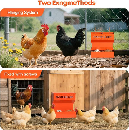 CHUANGFENG Chicken Feeder – Wall Mounted Metal Oyster Shell & Grit Feeder for Chickens, Heavy Duty Coop Feeder with Rust-Resistant Steel, Ideal for Backyard Poultry & Small Farms
