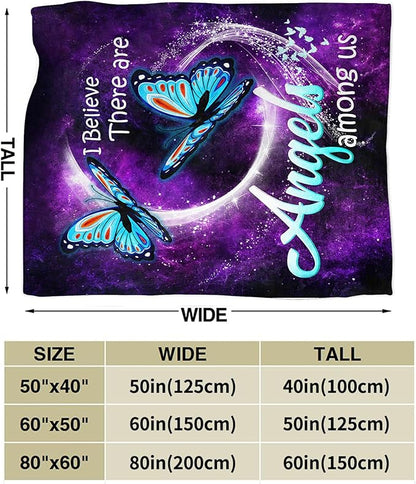 Blue Butterfly Blanket Throws Butterfly Gifts Angels Butterfly Throw Blanket for Girls Women Kids Adults Soft Warm Cozy Fleece Blanket for Couch Sofa Bed 50"x40"