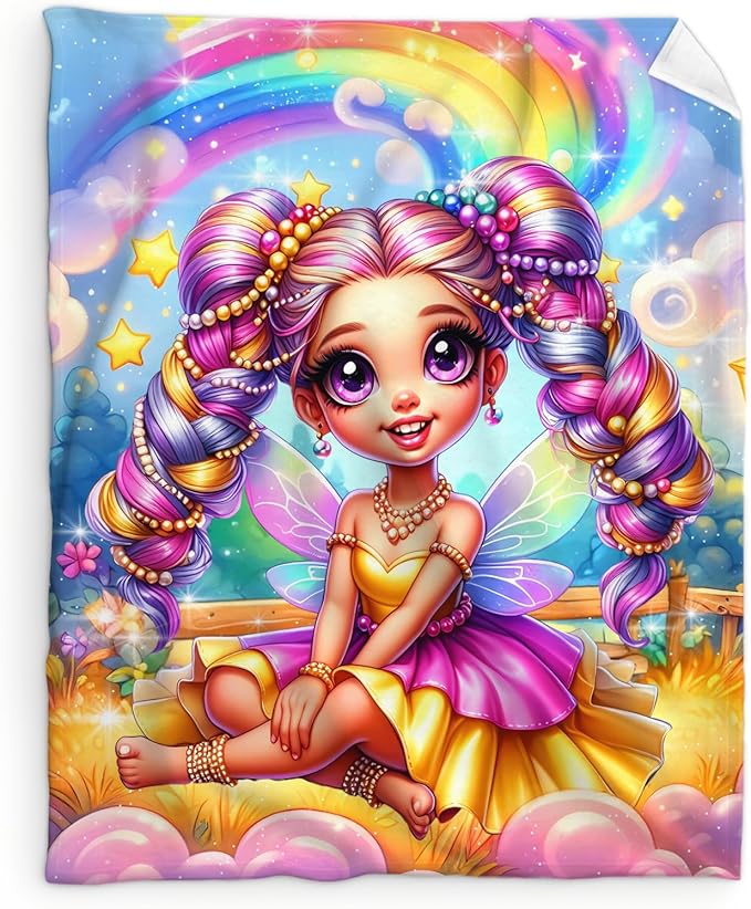 Blanket for Girls, Fairy Throw for Kids Teens 60x80 Inches Soft Warm Lightweight Cute Throw Blankets for Sofa Couch Bed Travel Daughter Birthday Gift