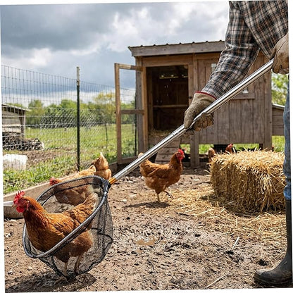 Chicken Catching Net, Telescopic Chicken Catcher with Stainless Steel Tube Extension, Poultry Hook for Birds, Dogs, and Small Animals