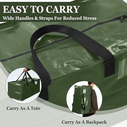 4 Pcs 24 Gallon Large Moving Bags with Zipper and Handles Foldable Storage Duffle Bags Heavy Duty Extra Large Totes for College Dorm Travel Clothes Blankets Bedding Moving (Green)