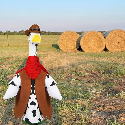 Porch Goose Outfits for 23" Plastic Porch Goose Cowboy Outfit Goose Clothes for Cement Goose for Indoor Outdoor Garden Yard Lawn Patio Art Decor(NZZ)