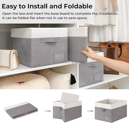 GRANNY SAYS Storage Baskets for Shelves, Fabric Storage Bins for Clothes, Closet Organization Bins, Collapsible Storage Bins with Handles, Decorative Storage Box, Extra Large, 3-Pack