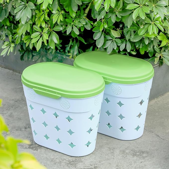 2 Pack InGround Worm Composter,8 Gallon Outdoor Compost Bin for Garden Beds,14.3 x 7.3 x 16.8 inches Vermicomposting Worm Farm System for Kitchen Waste